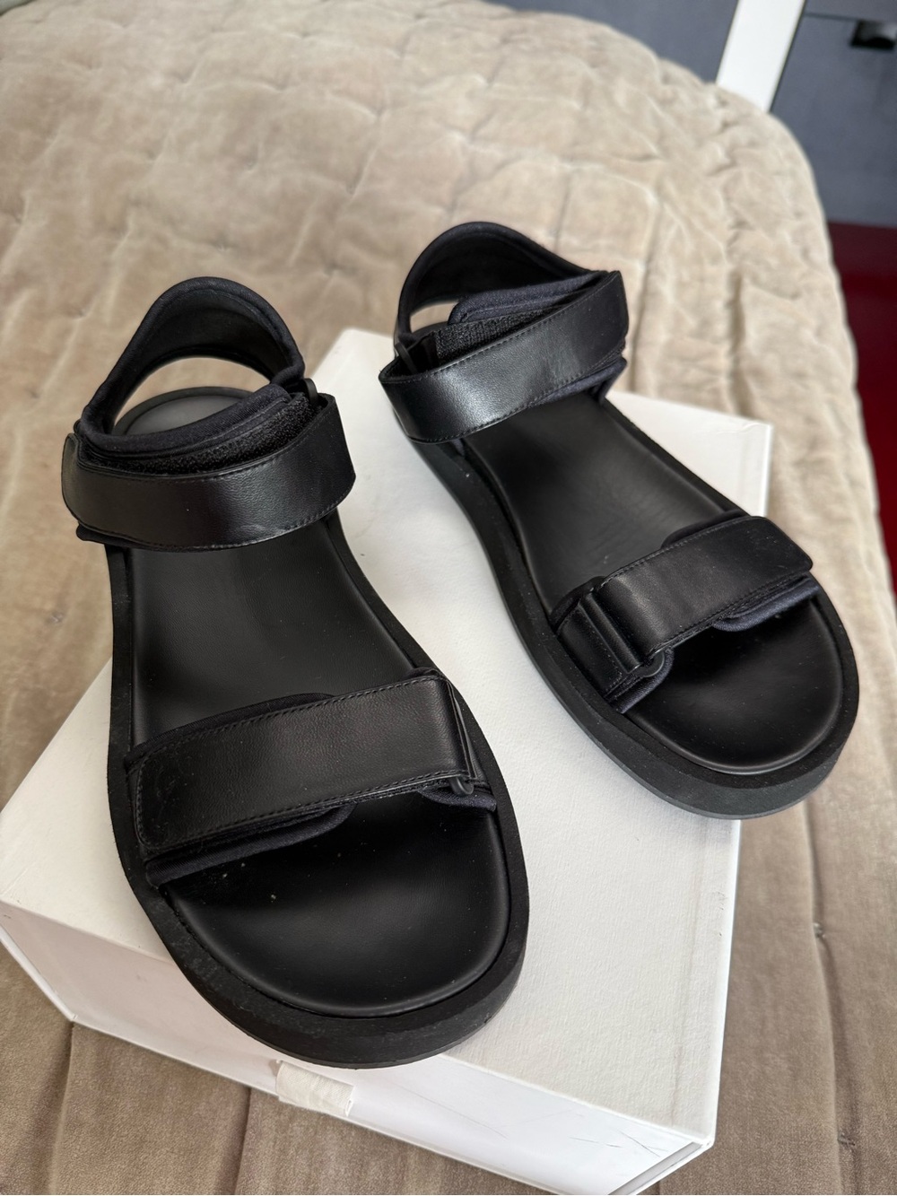 The Row Hook and Loop Leather Sandals